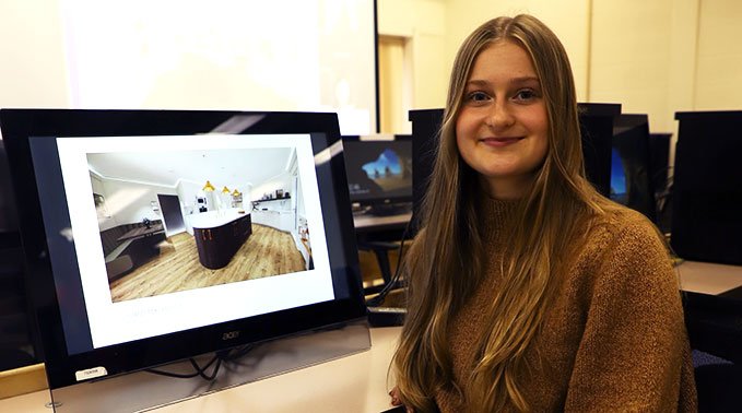 Hannah Tataryn with her award-winning design