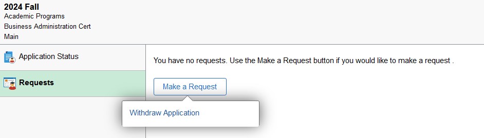 withdraw request screen