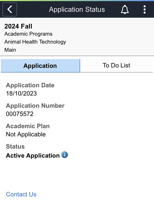 application status mobile screen