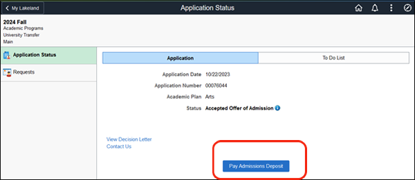 pay tuition deposit screenshot